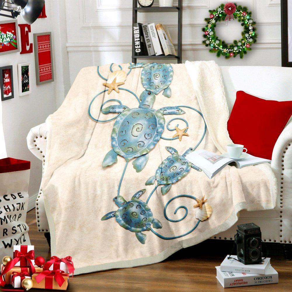 Sea Turtle Sherpa Fleece Blanket