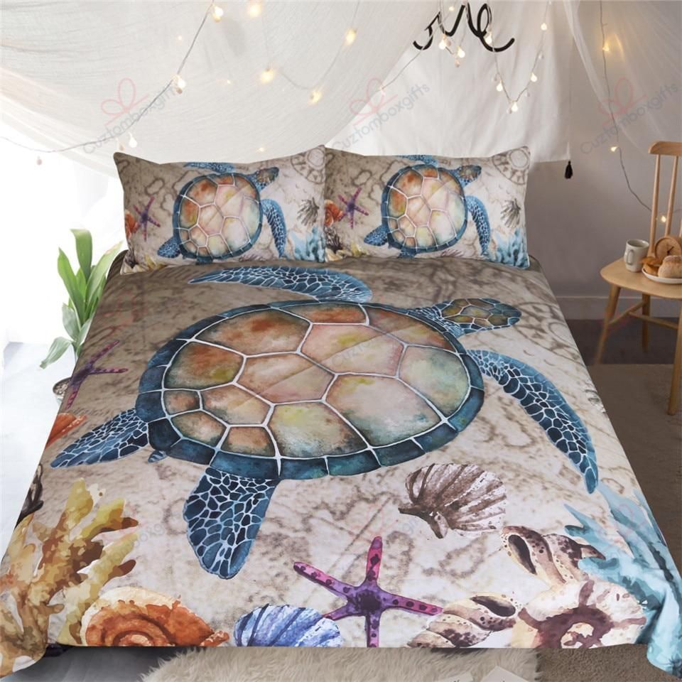 Sea Turtle Tortoise Nautical Ocean Duvet Cover Bedding Set