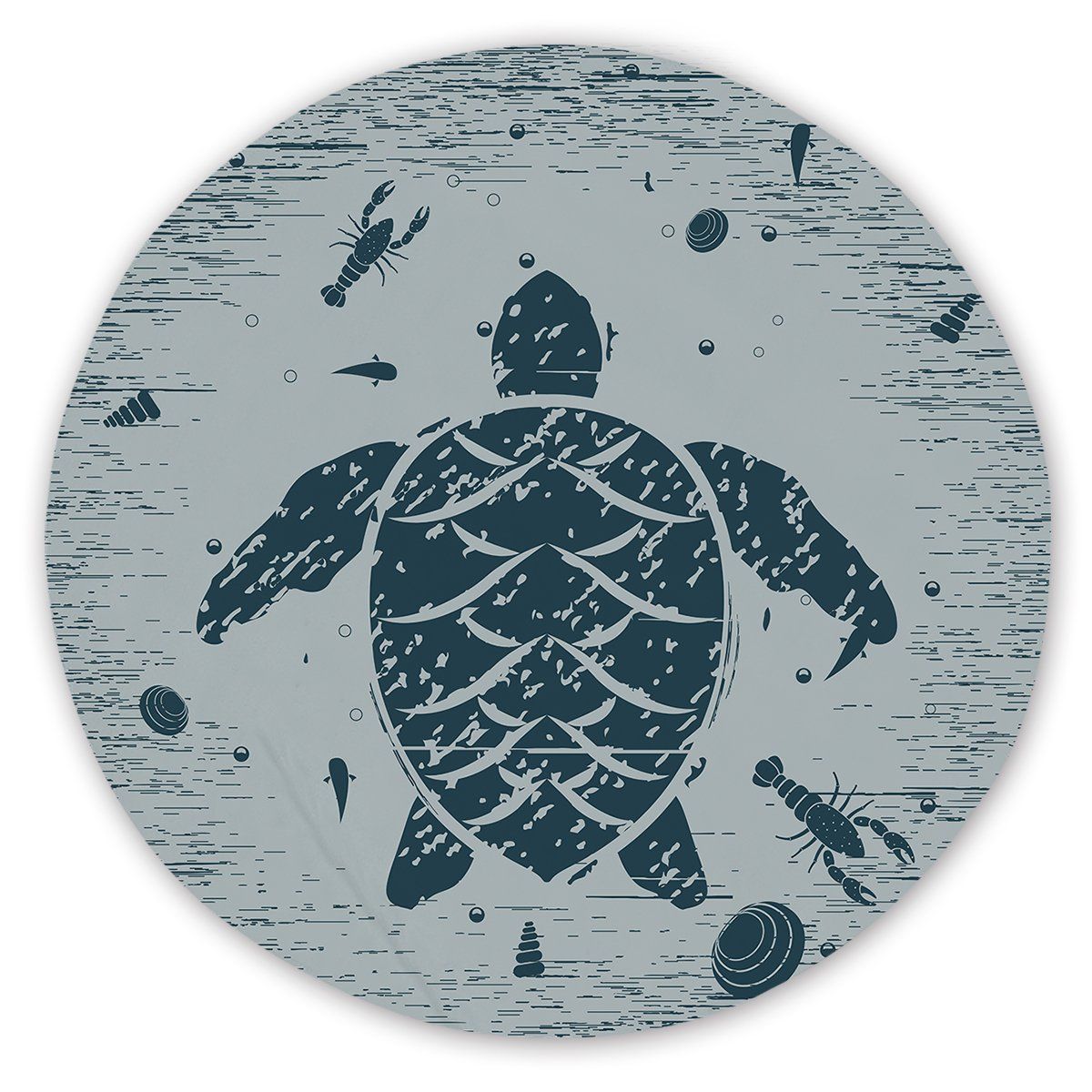Sea Turtle Treasure Vogue Printed Round Beach Towel