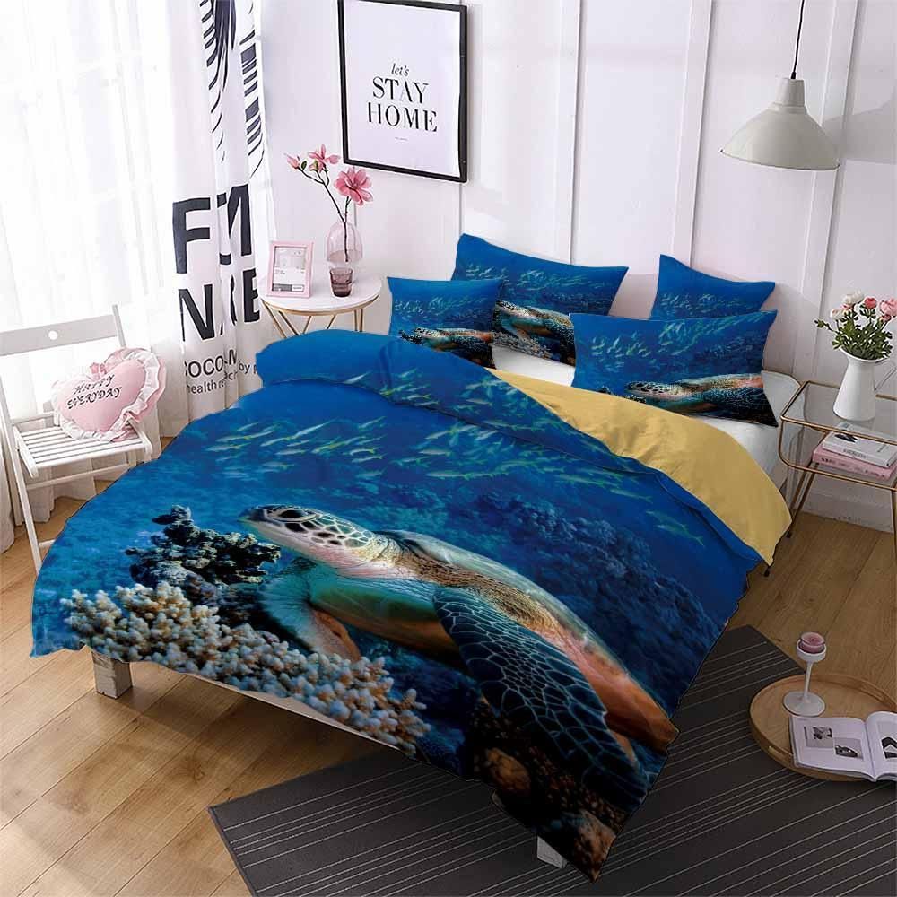 Sea Turtle Under Ocean Printed Bedding Set