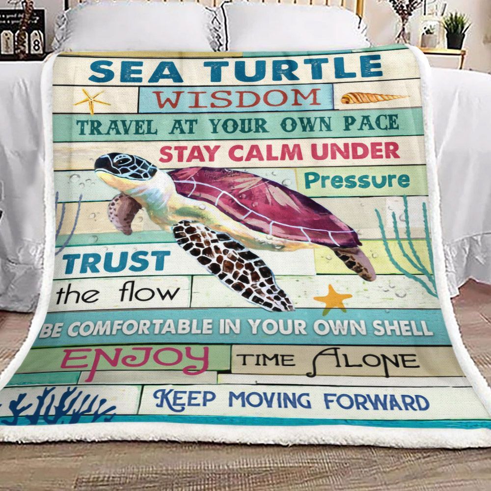 Sea Turtle Wisdom Travel Sherpa Fleece Blanket