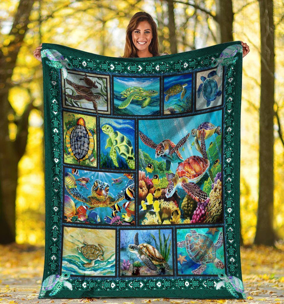 Sea Turtles Tortoise Ocean Animals Turtle Lover Sherpa Fleece Blanket