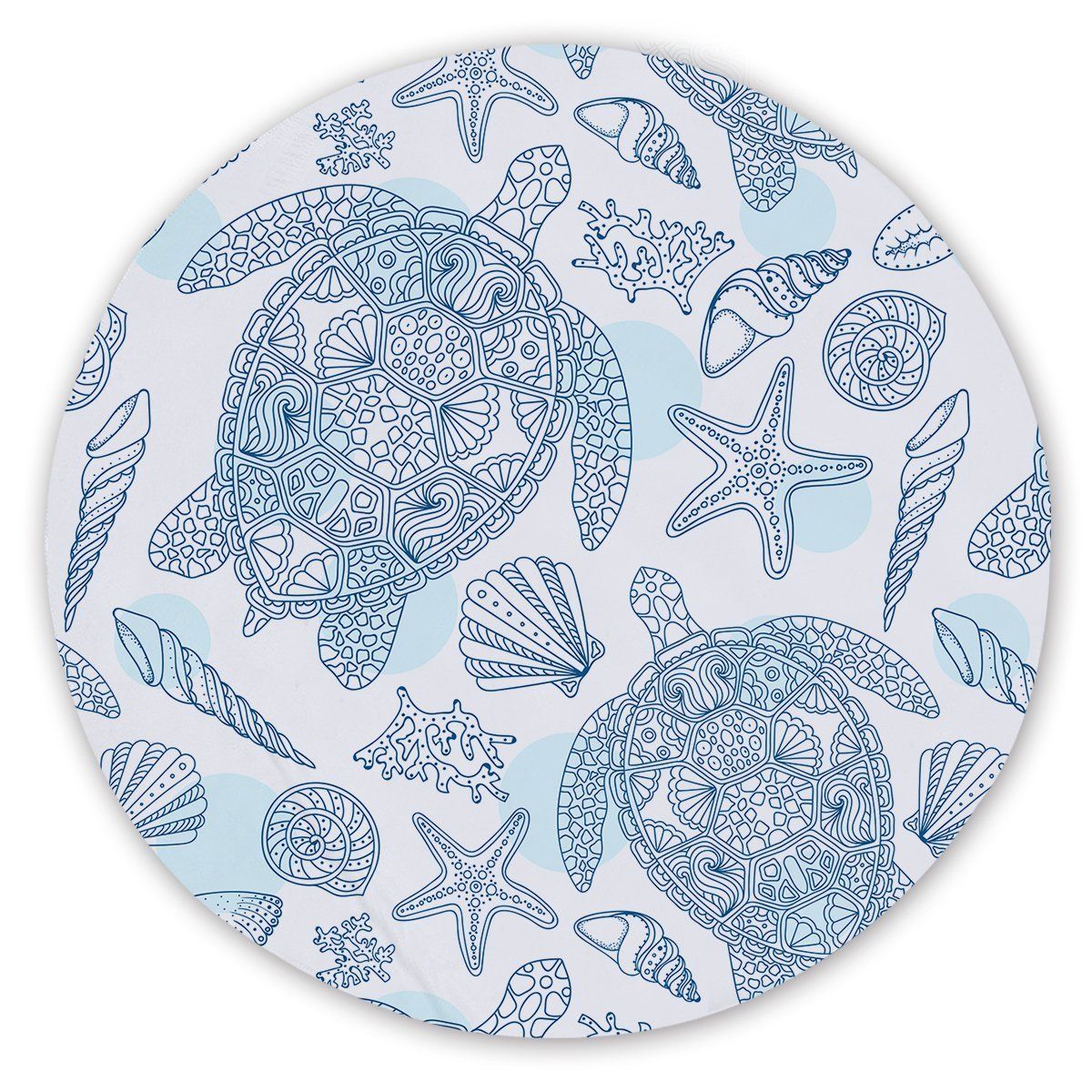 Sea Turtles Way Pattern Printed Round Beach Towel