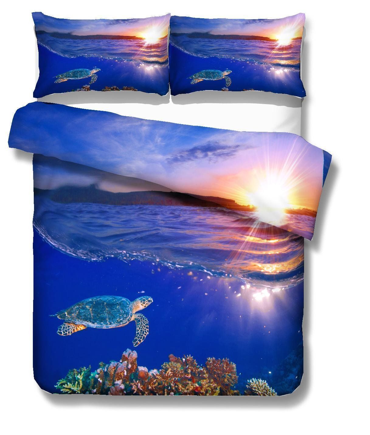 Sea World Sea Turtle And Sunset Bedding Set
