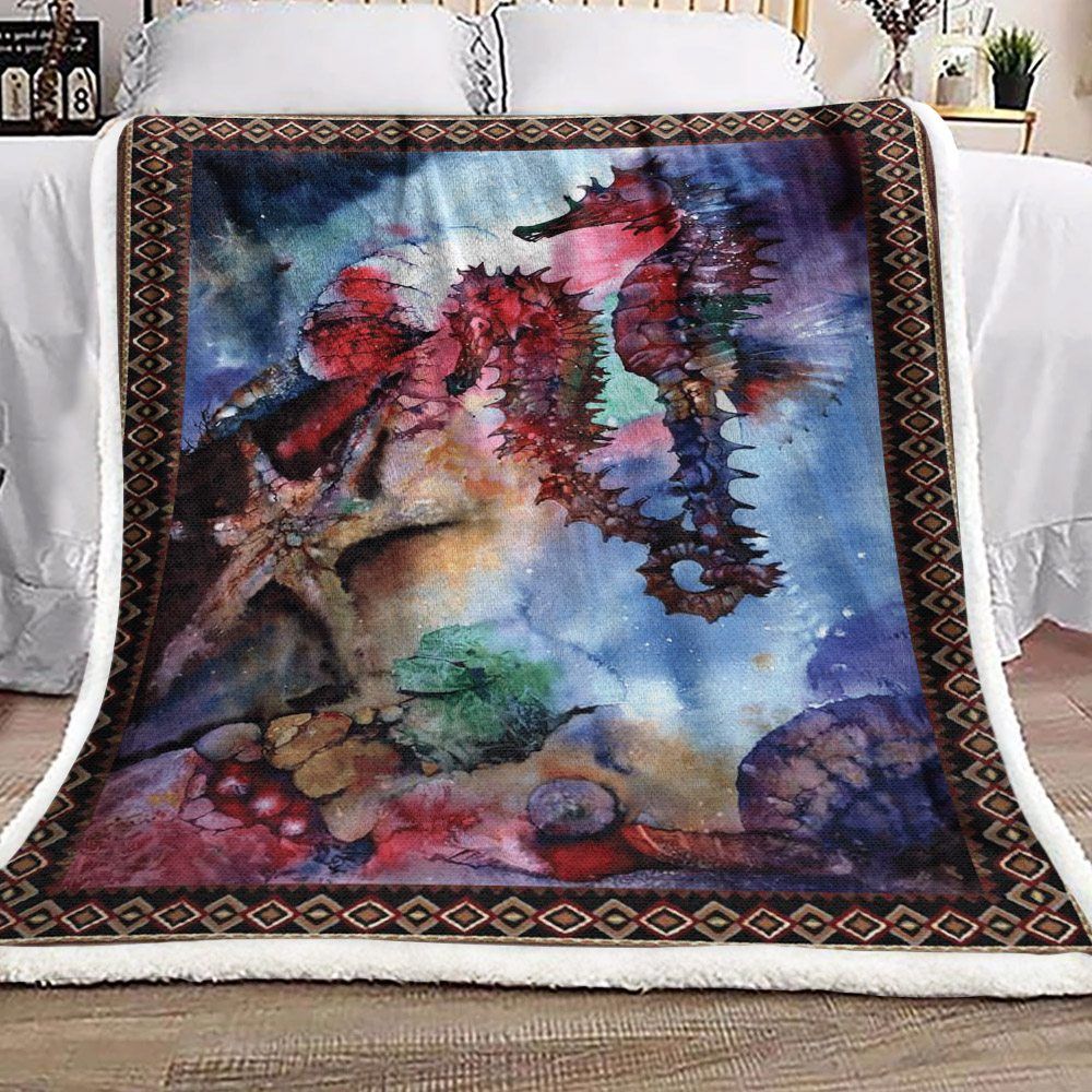 Seahorse Sherpa Fleece Blanket