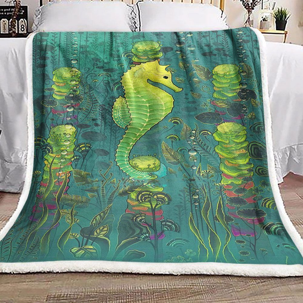 Seahorse Sherpa Fleece Blanket