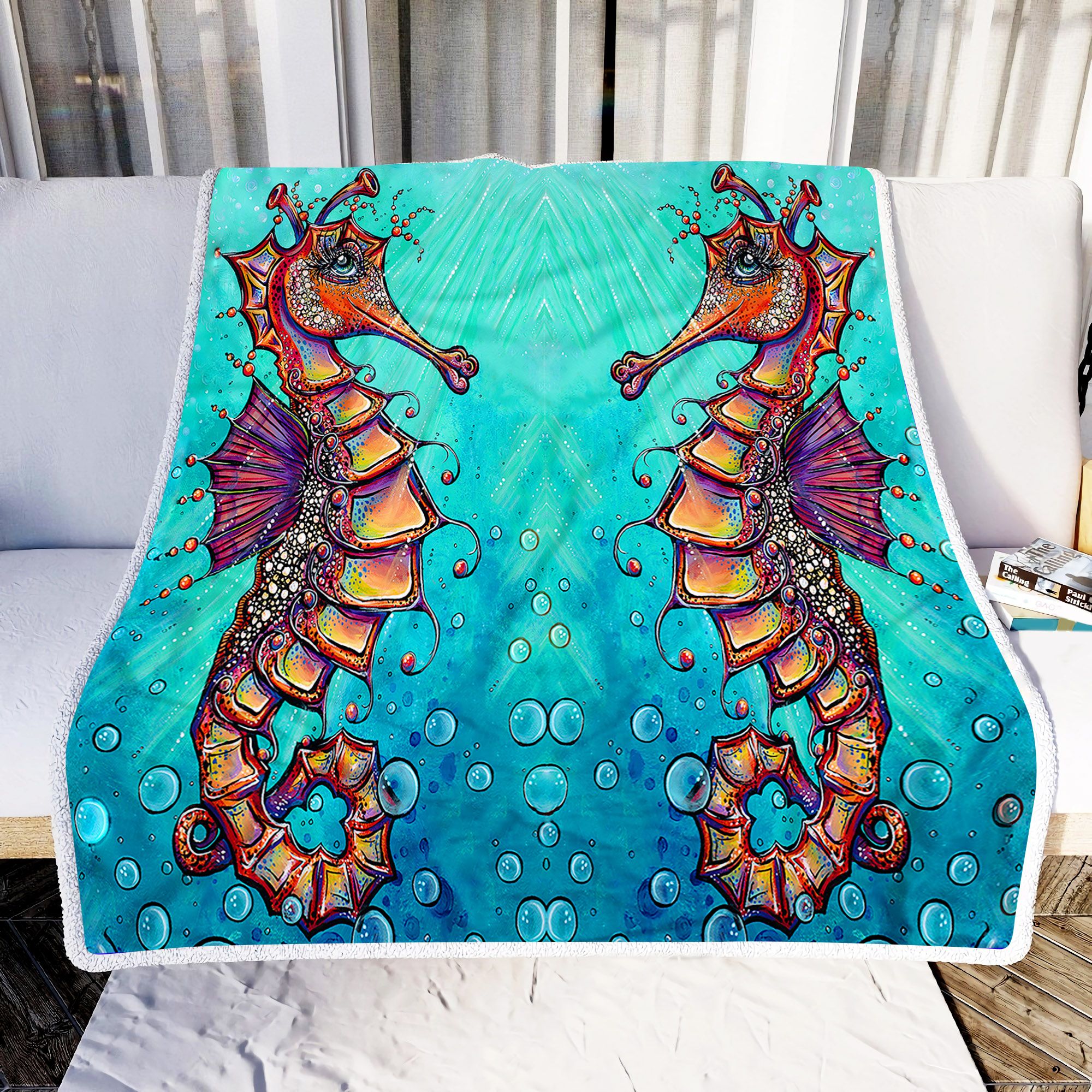 Seahorse Couple Fleece Blanket