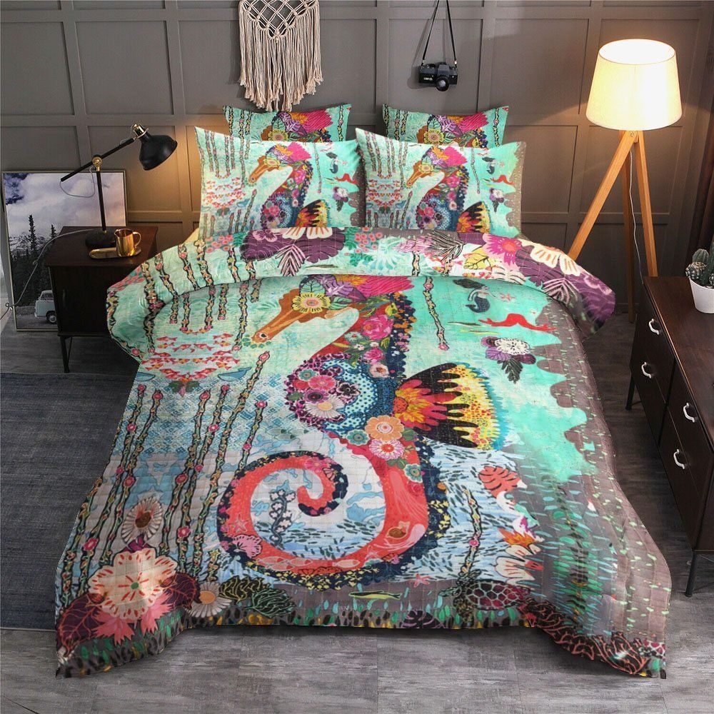 Seahorse Cotton Bed Sheets Spread Comforter Bedding Set