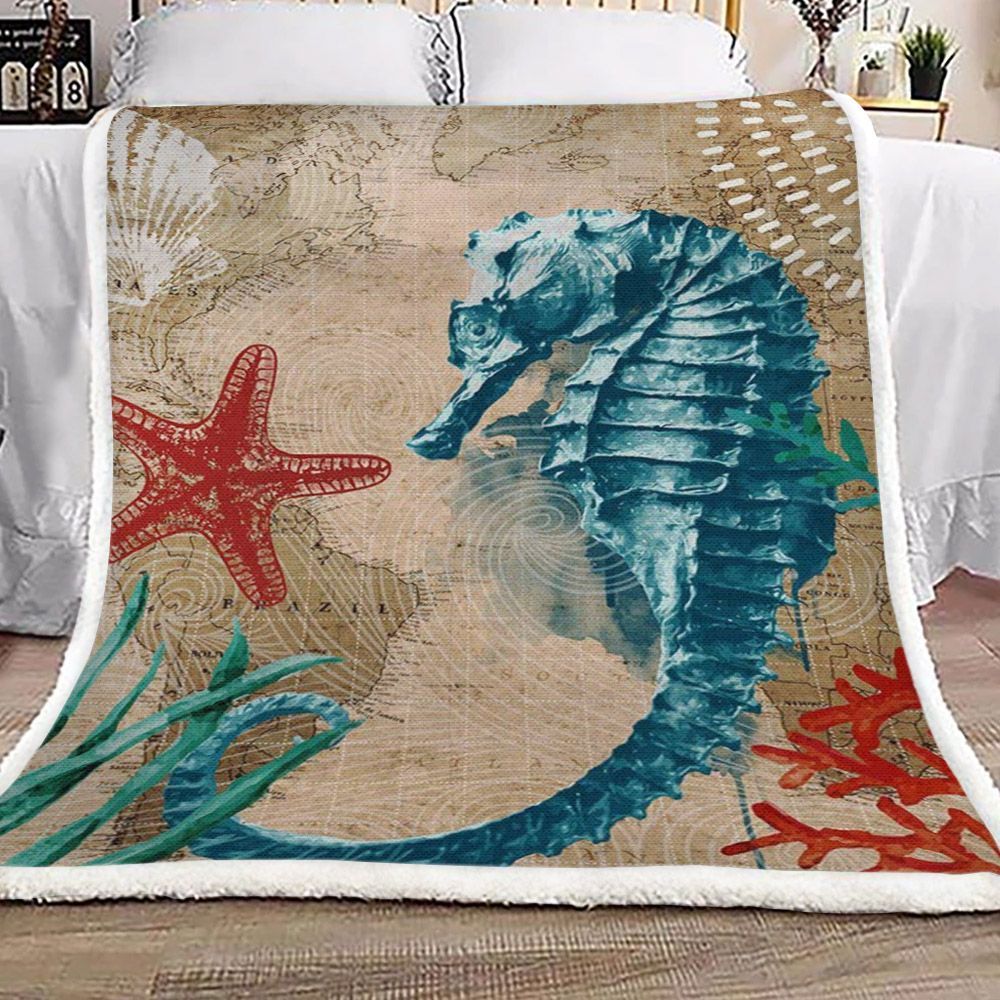 Seahorse Sherpa Fleece Blanket