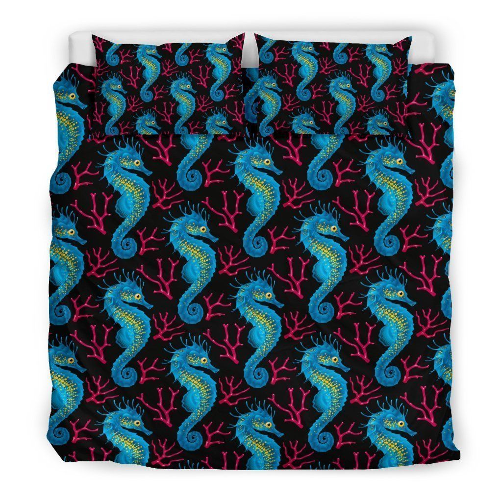Seahorse Navy Bedding Set