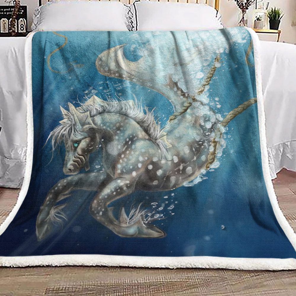 Seahorse Sherpa Fleece Blanket