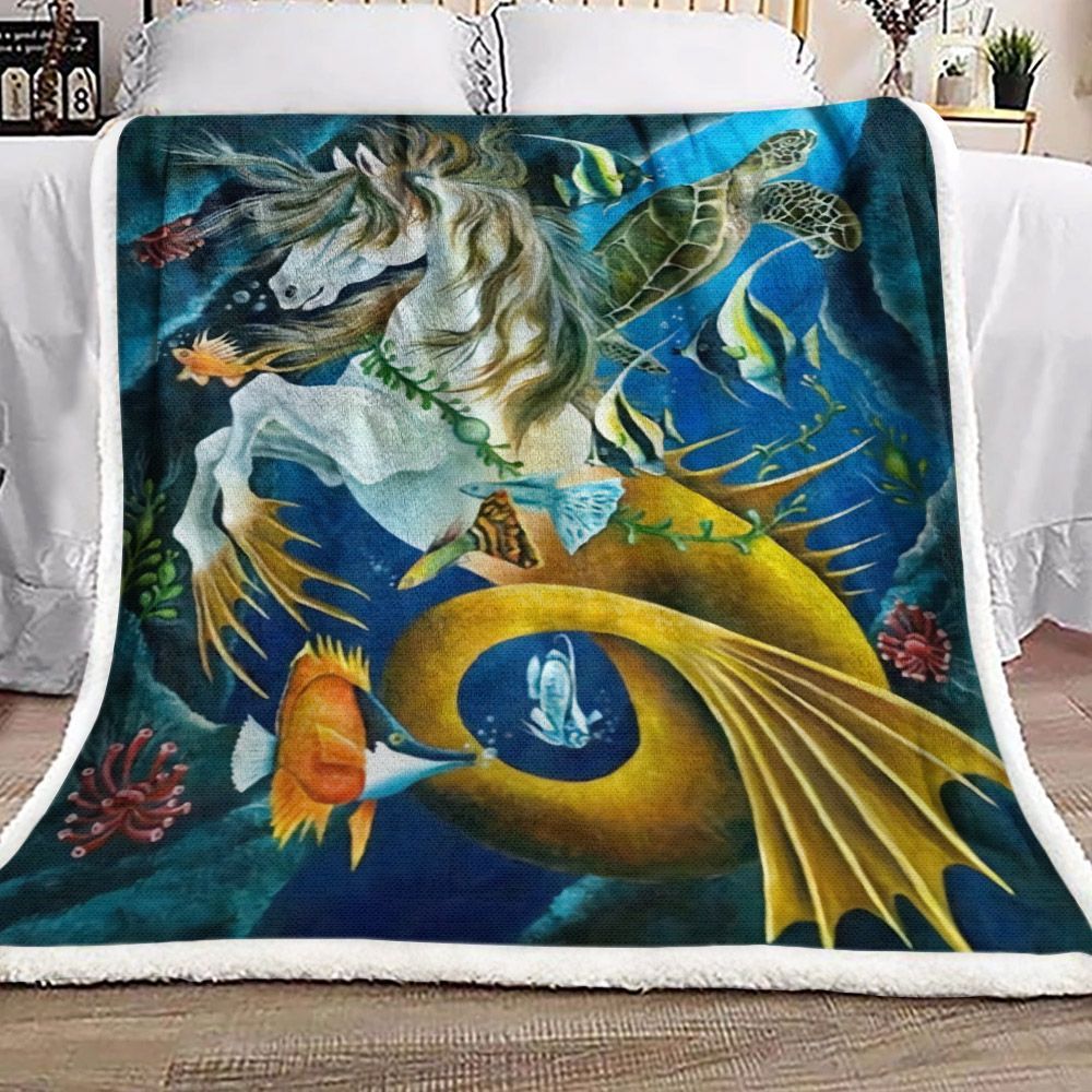 Seahorse Sherpa Fleece Blanket