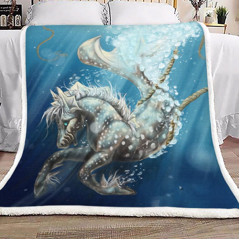 Seahorse Sherpa Fleece Blanket