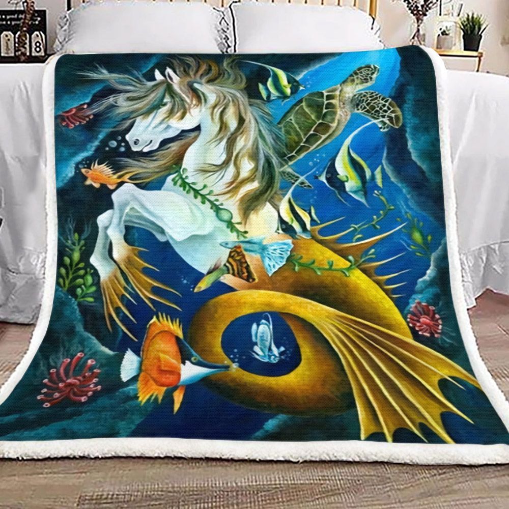 Seahorse Sherpa Fleece Blanket