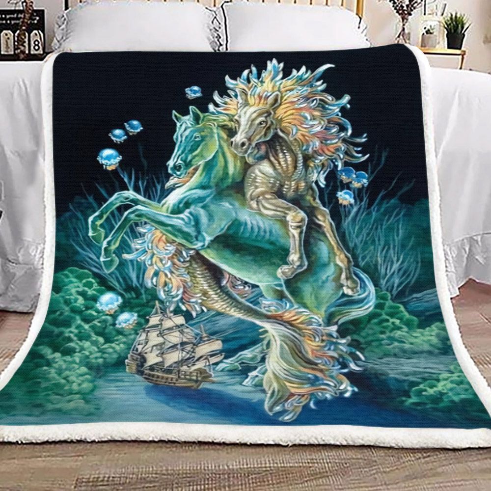 Seahorse Sherpa Fleece Blanket