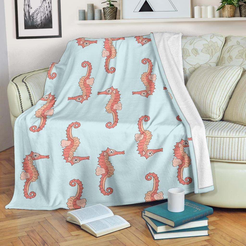 SeaHorse Pattern Sherpa Fleece Blanket