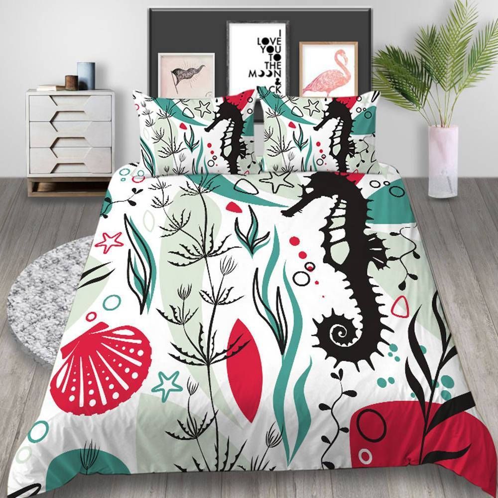 Seahorse Pattern Printed Bedding Set