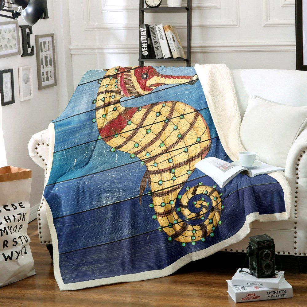Seahorse Sherpa Fleece Blanket