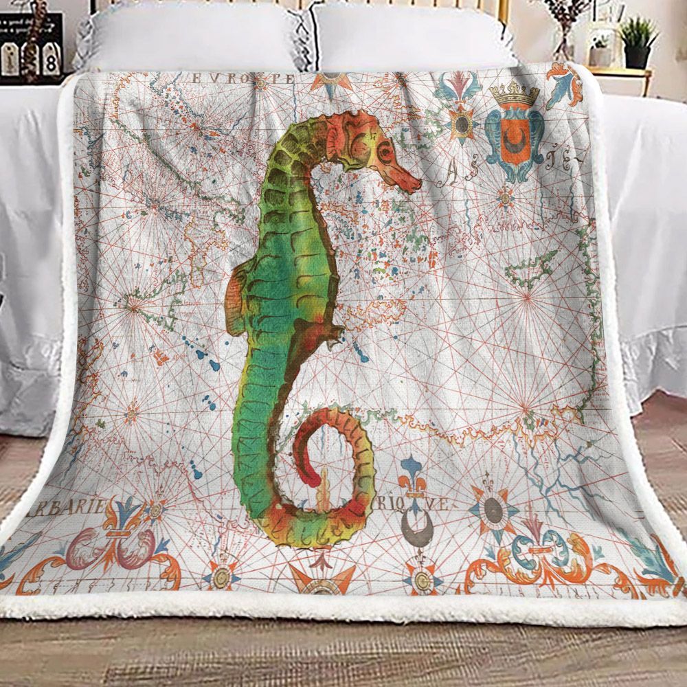 Seahorse Sherpa Fleece Blanket