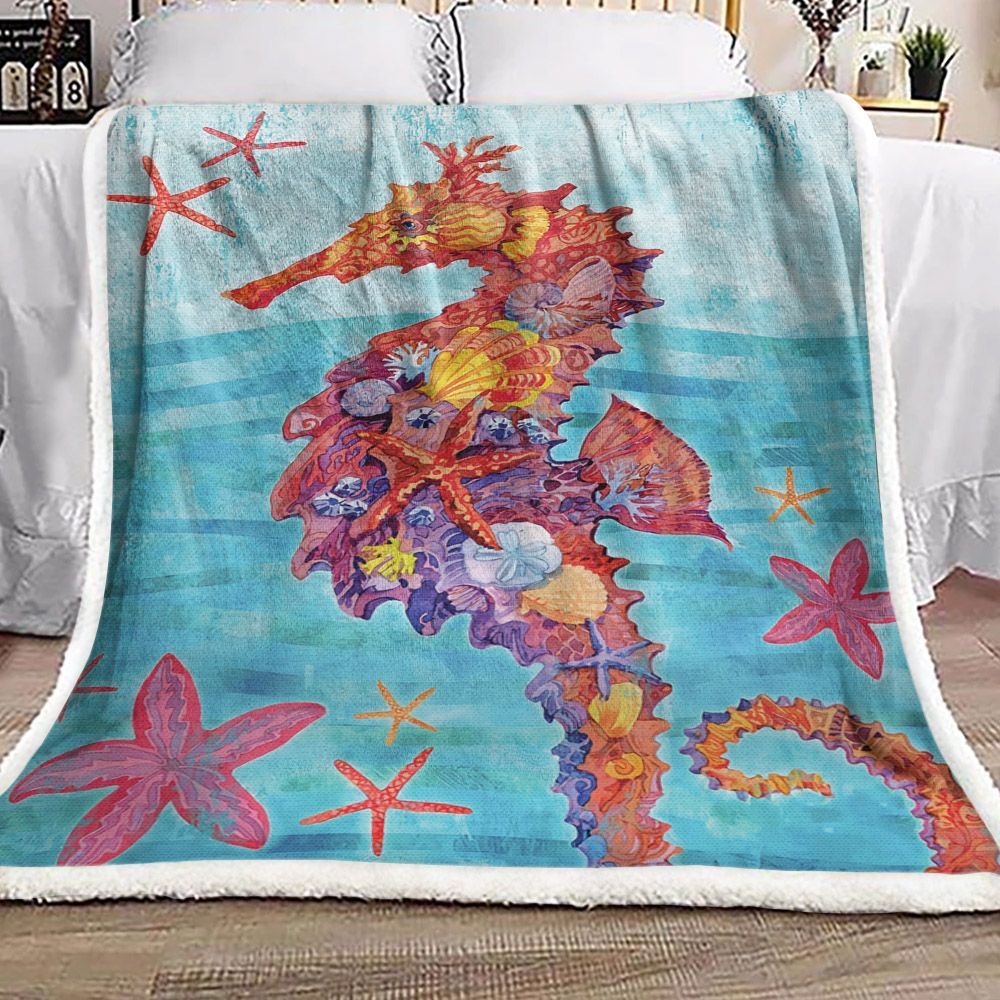Seahorse Sherpa Fleece Blanket