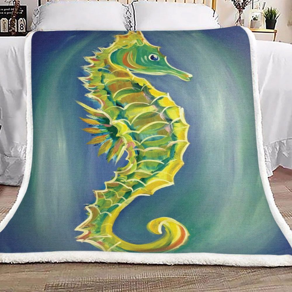 Seahorse Sherpa Fleece Blanket