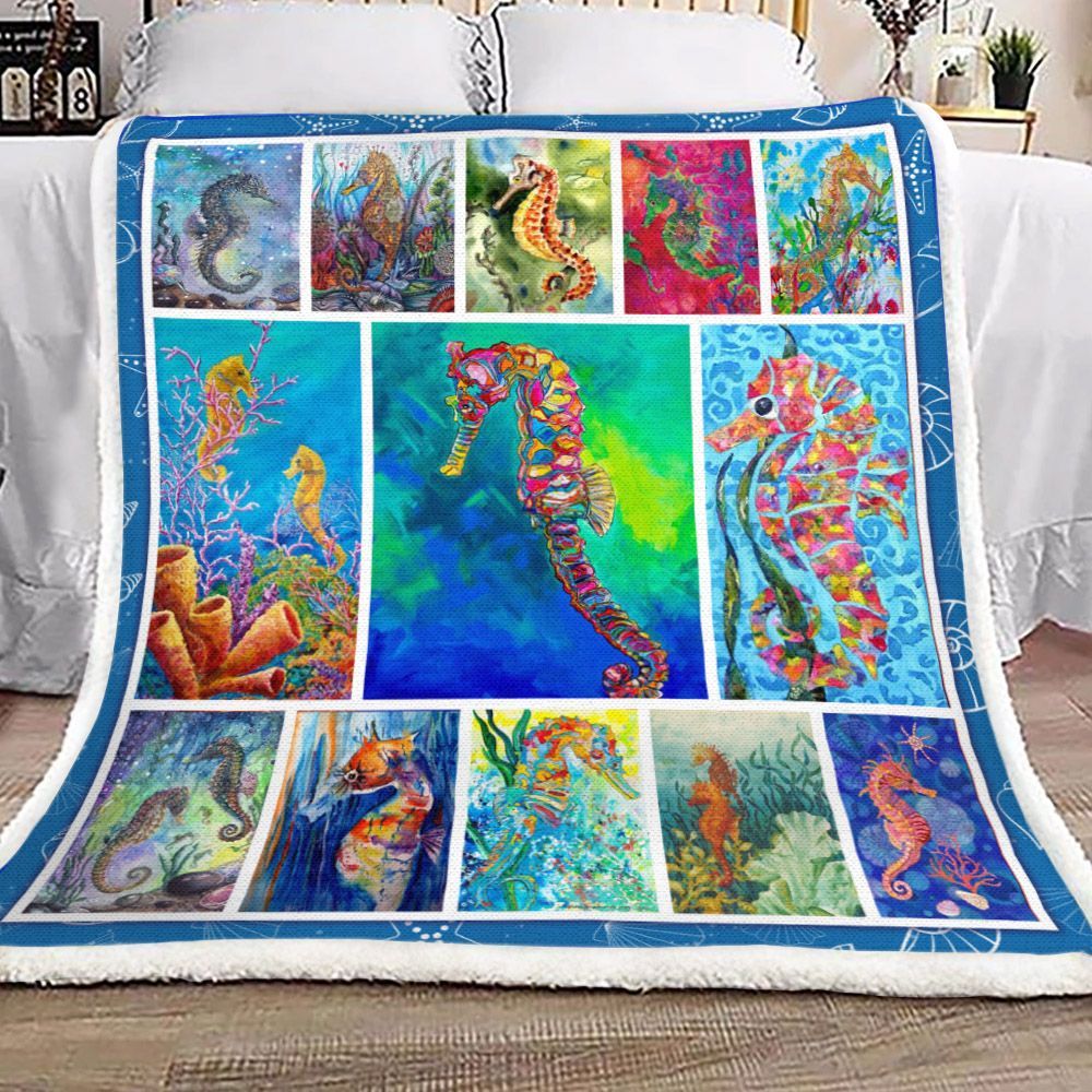 Seahorse Sherpa Fleece Blanket