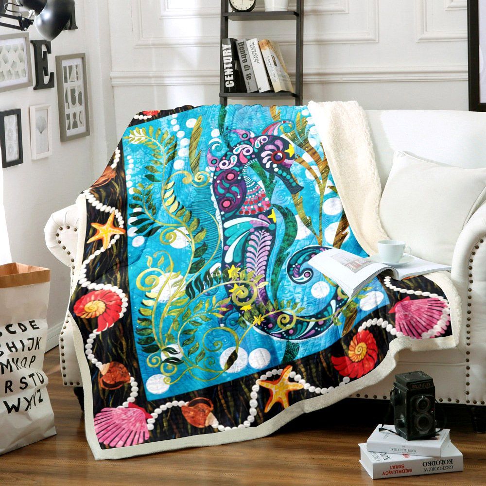 Seahorses Sherpa Fleece Blanket