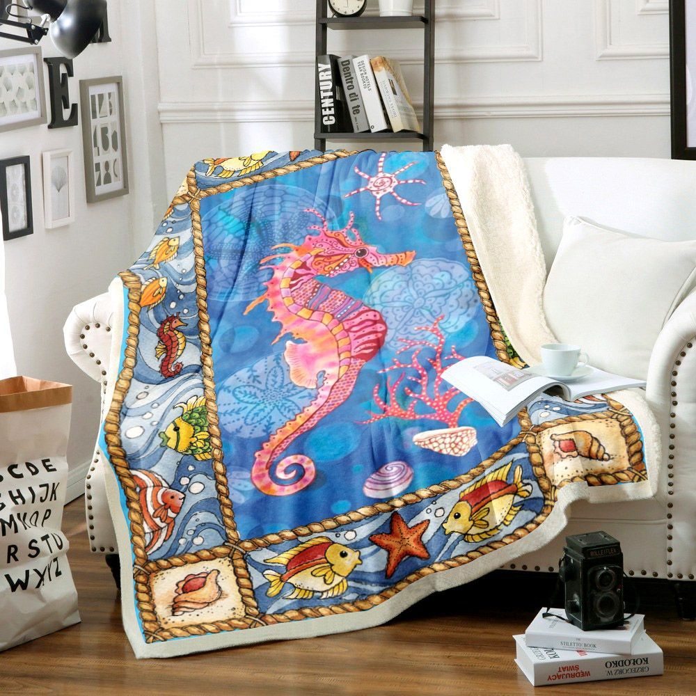 Seahorses Sherpa Fleece Blanket