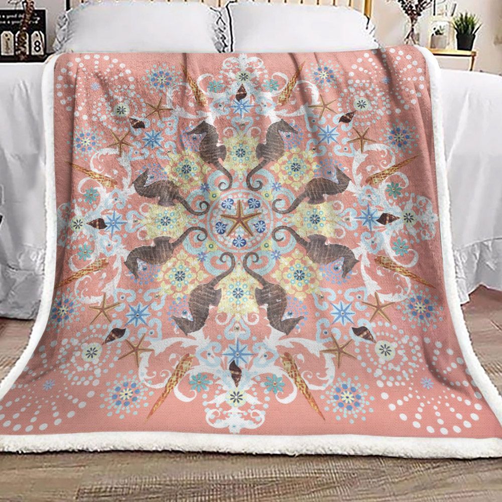 Seahorses Sherpa Fleece Blanket