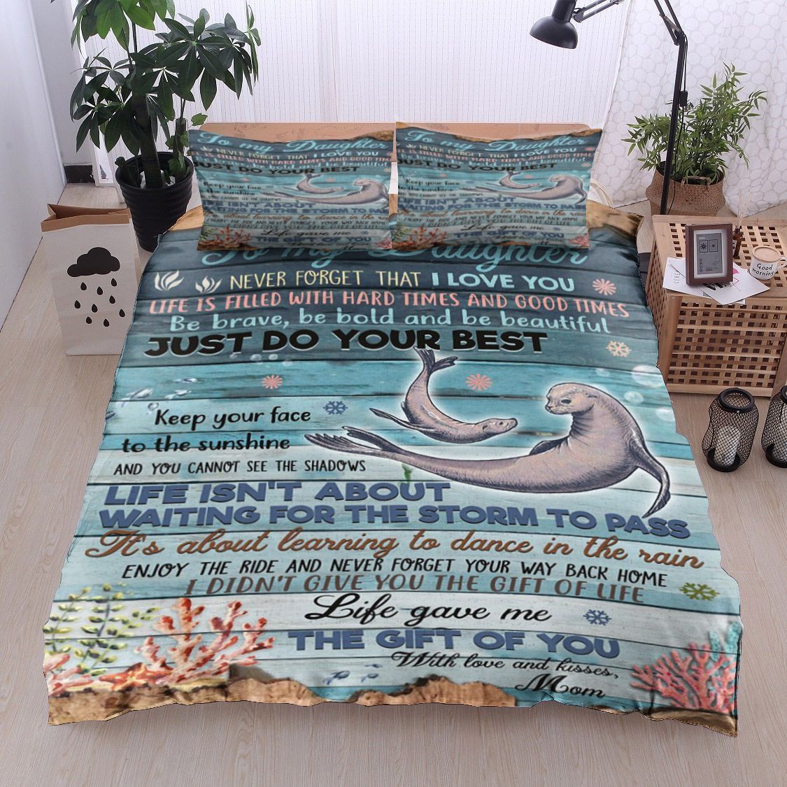 Seal Family To My Child Kisses Mom Bedding Set