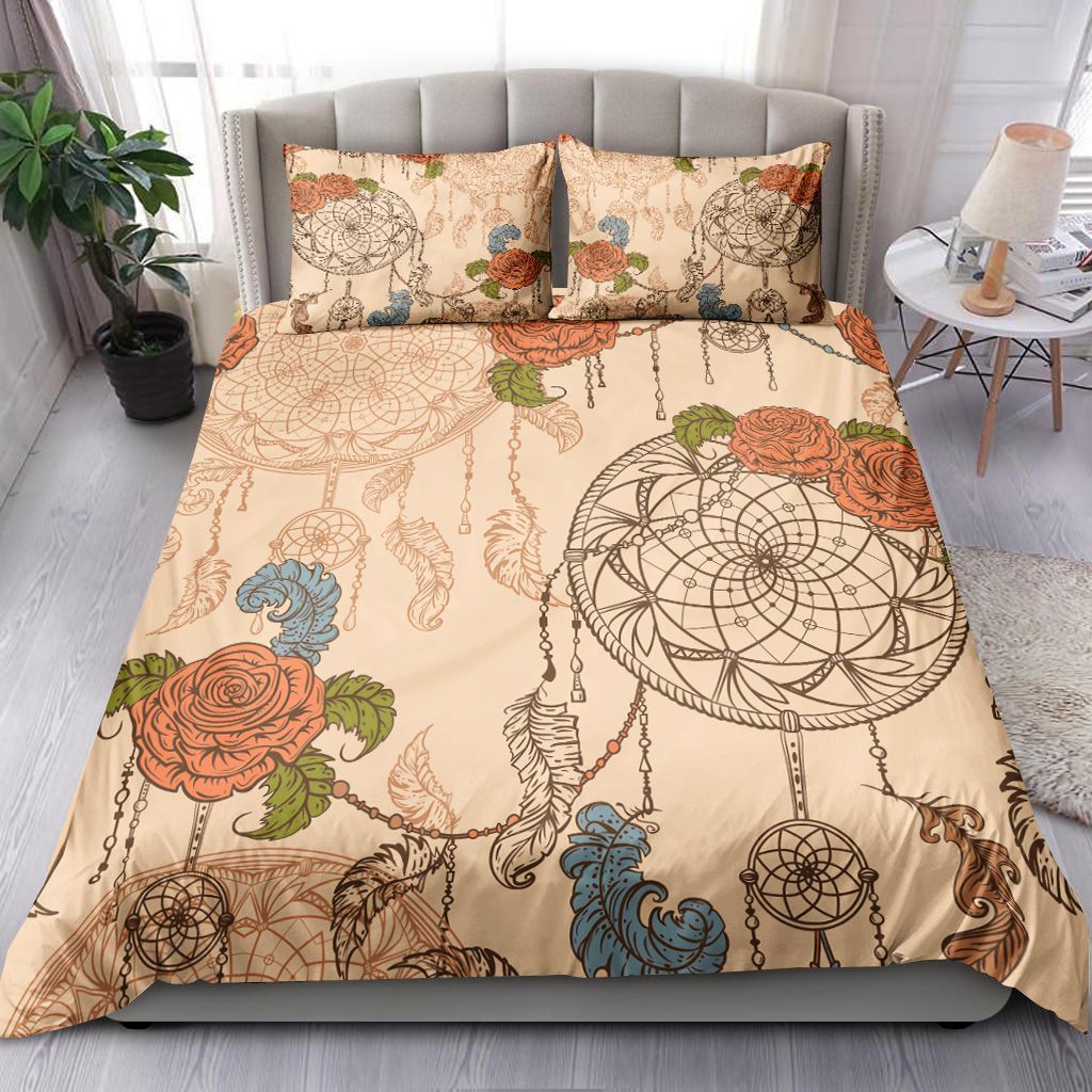 Seamless Pattern With Dream Catcher Roses Bedding Set
