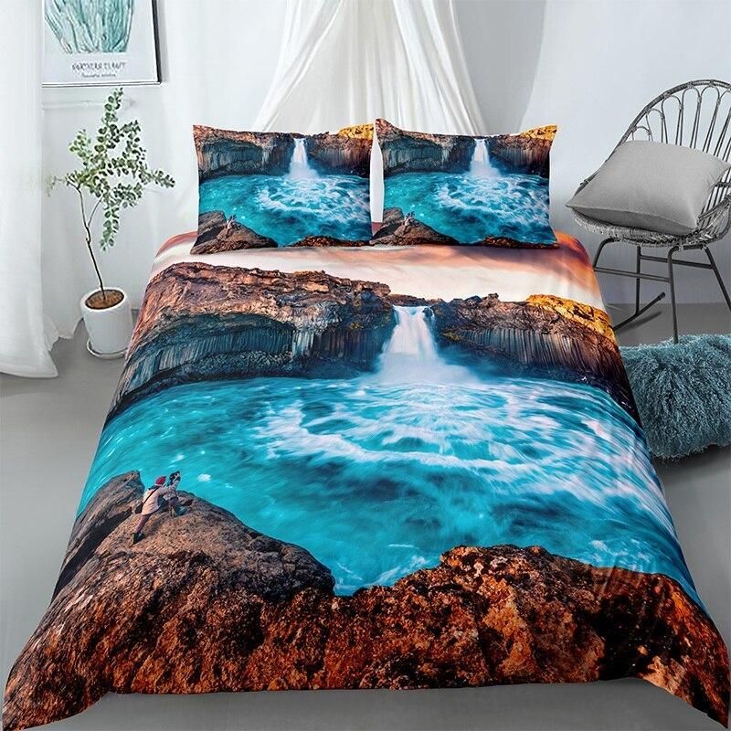 Seamless Waterfall Scene Bedding Set