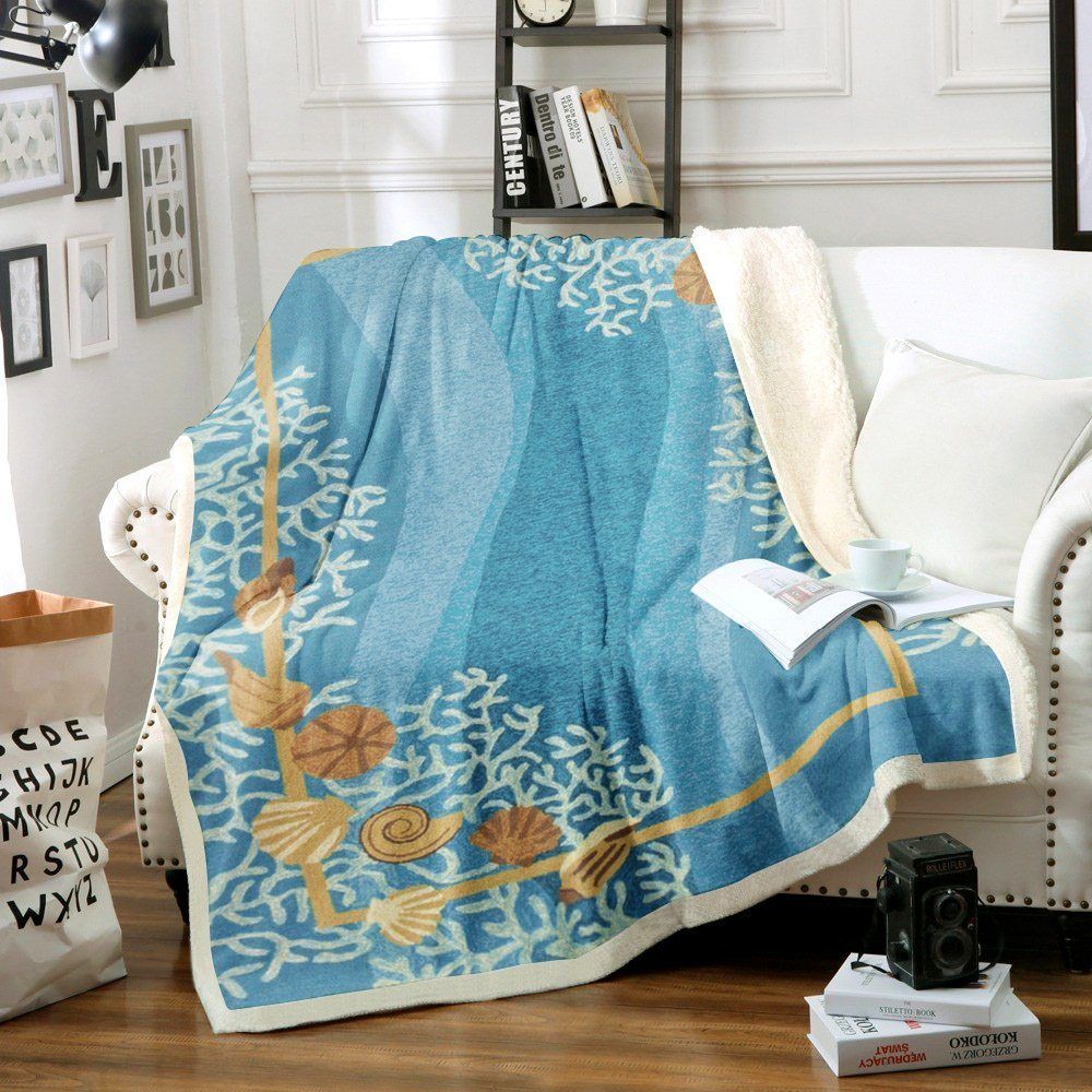 Seashell Sherpa Fleece Blanket