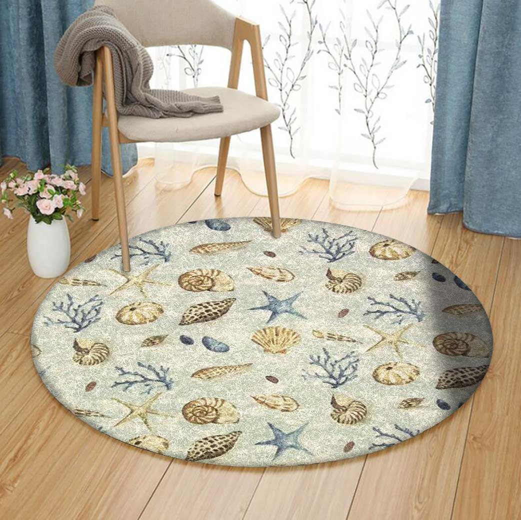 Seashell Starfish Round Carpet