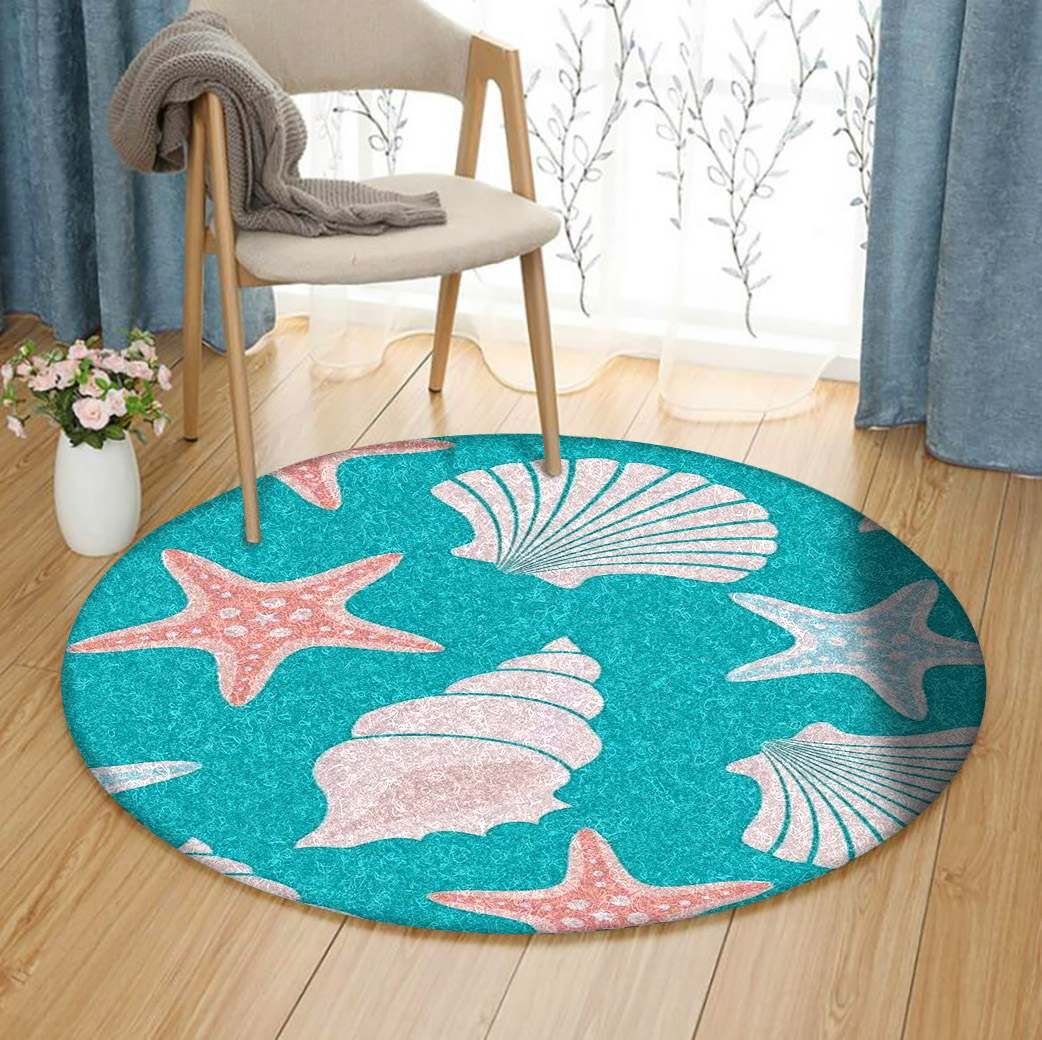 Seashell Starfish Round Carpet