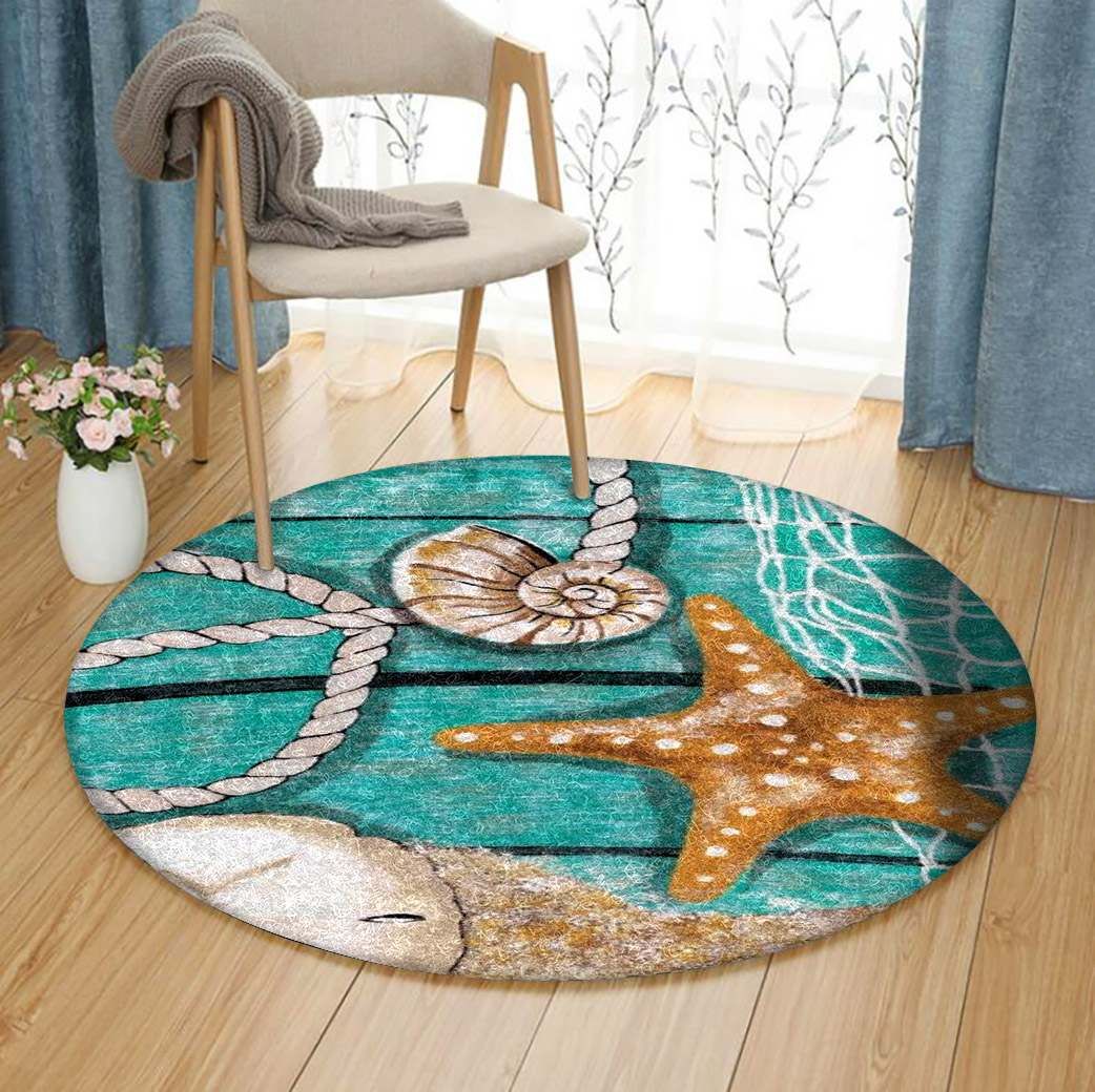 Seashell Starfish Round Carpet