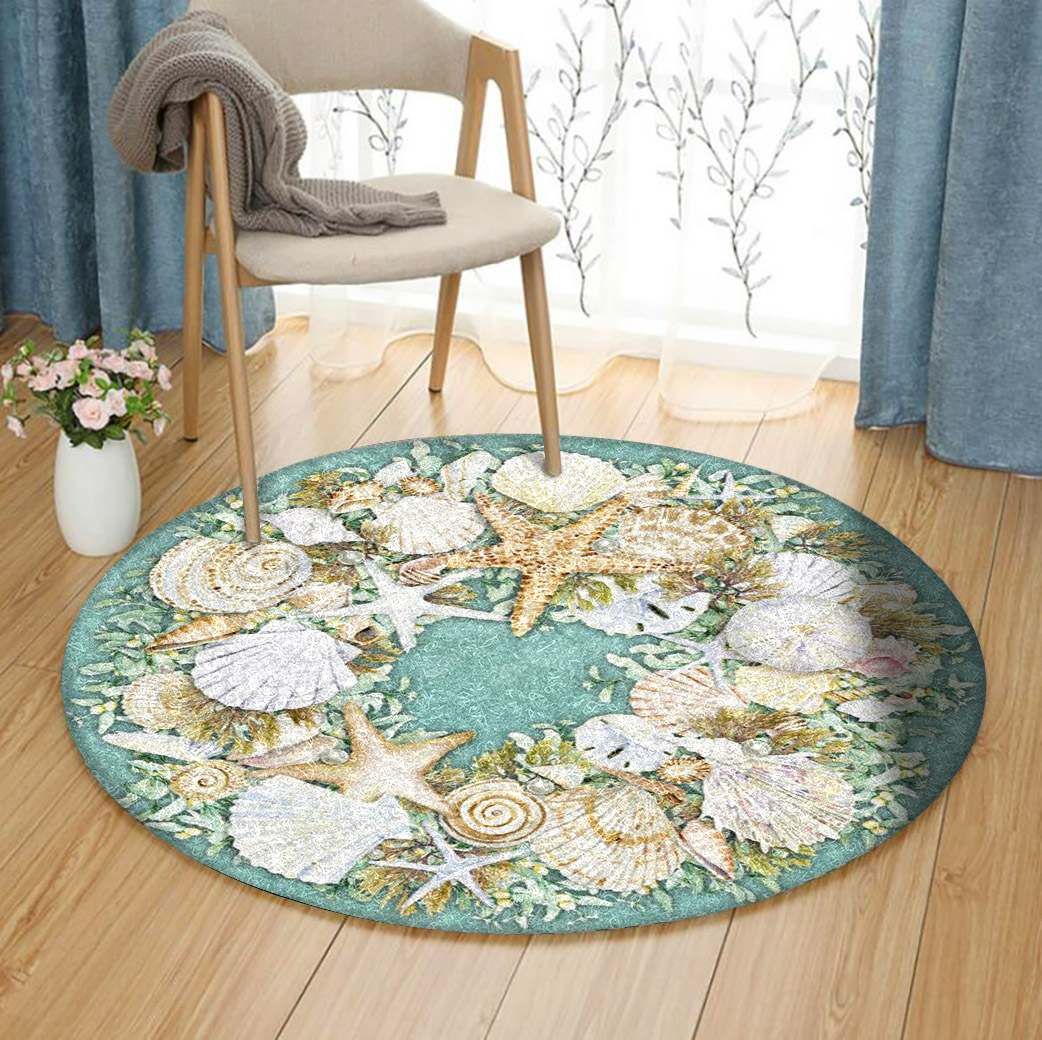 Seashell Starfish Round Carpet