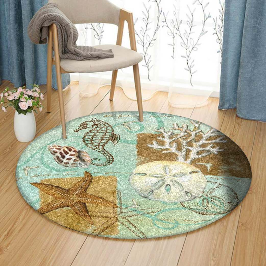 Seashell Starfish Round Carpet