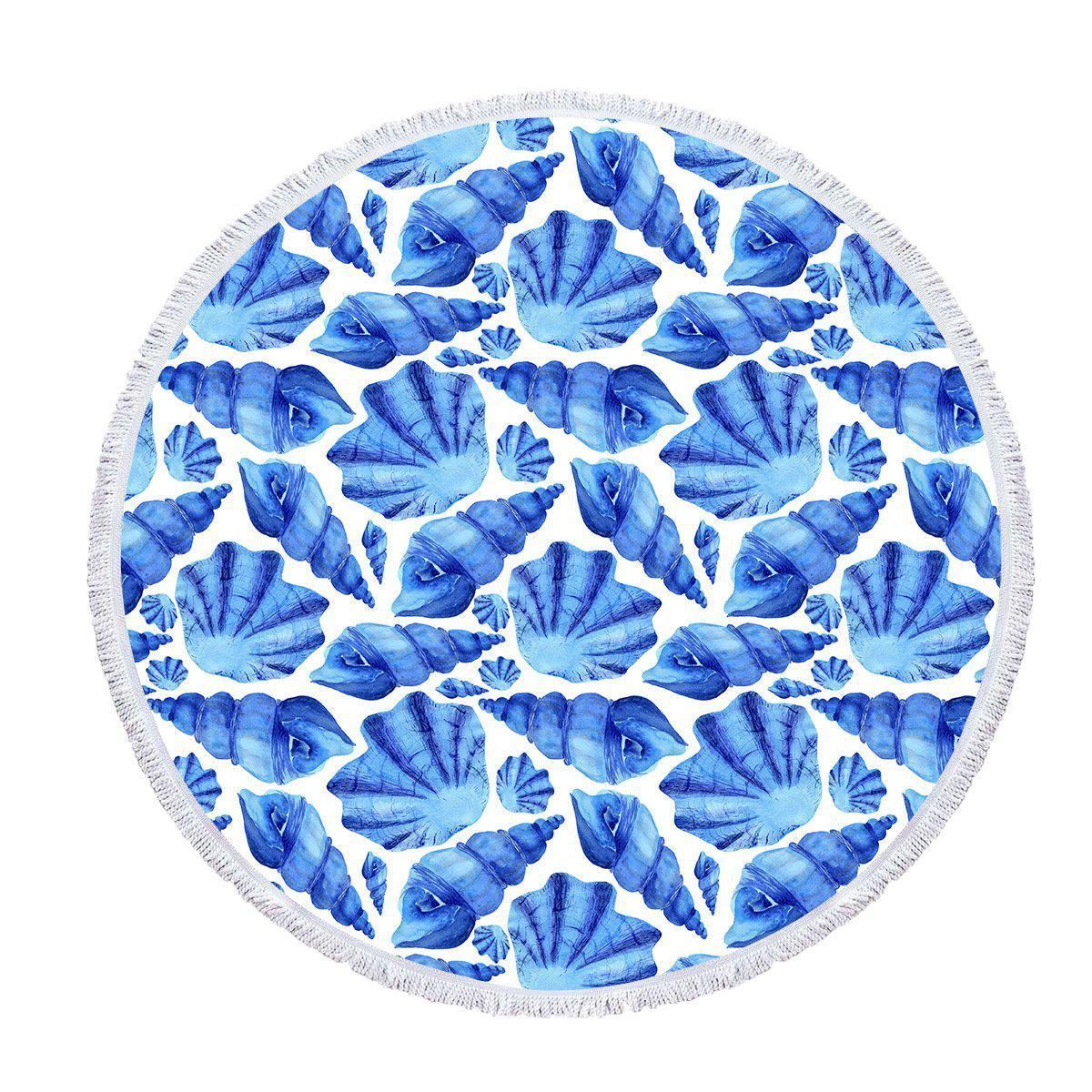 Seashells By The Seashore Printed Round Beach Towel