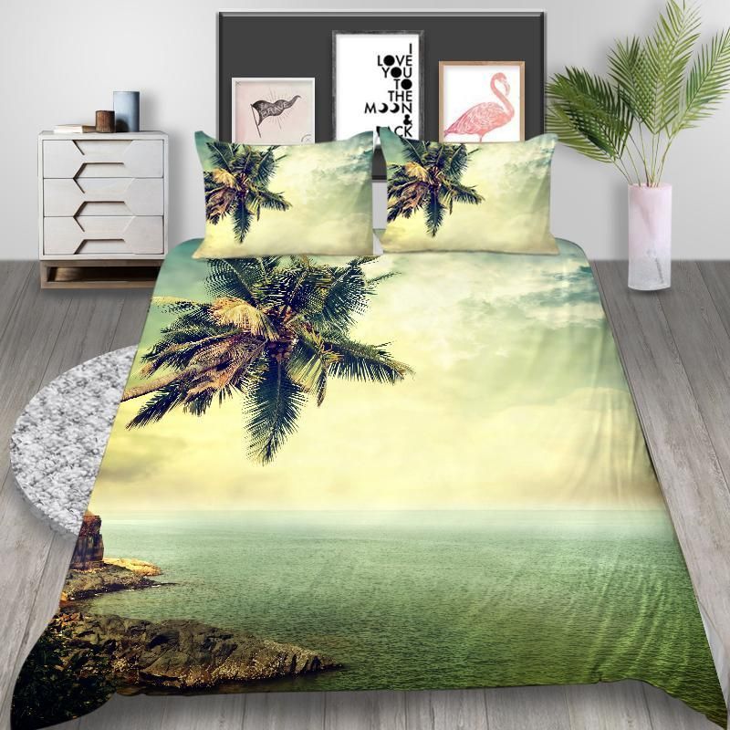 Seaside  Coconut Tree Printed Bedding Set