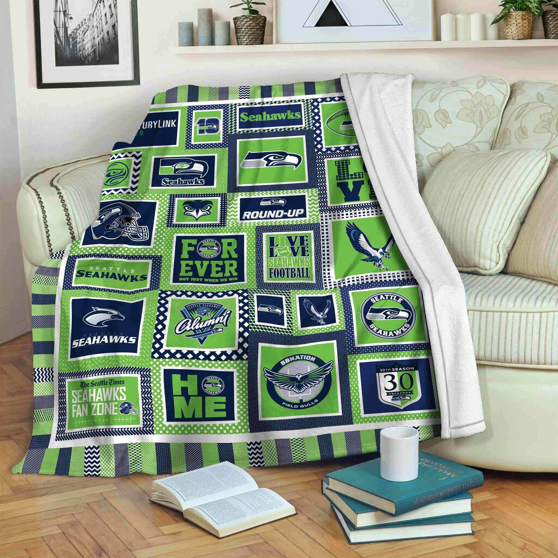 Seattle-Seahawks Sherpa Fleece Blanket Sleepy