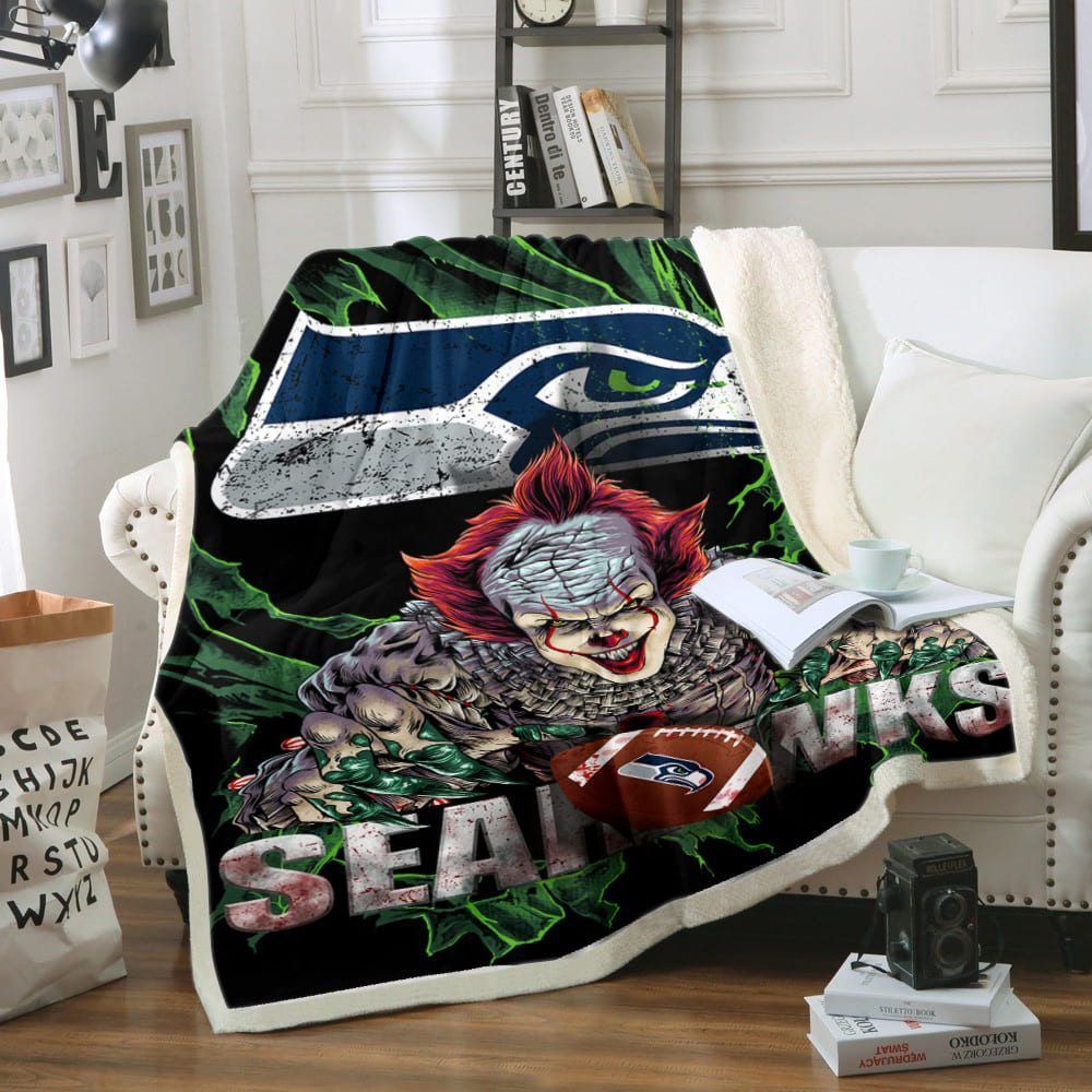 Seattle-Seahawks Sherpa Fleece Blanket Sleepy