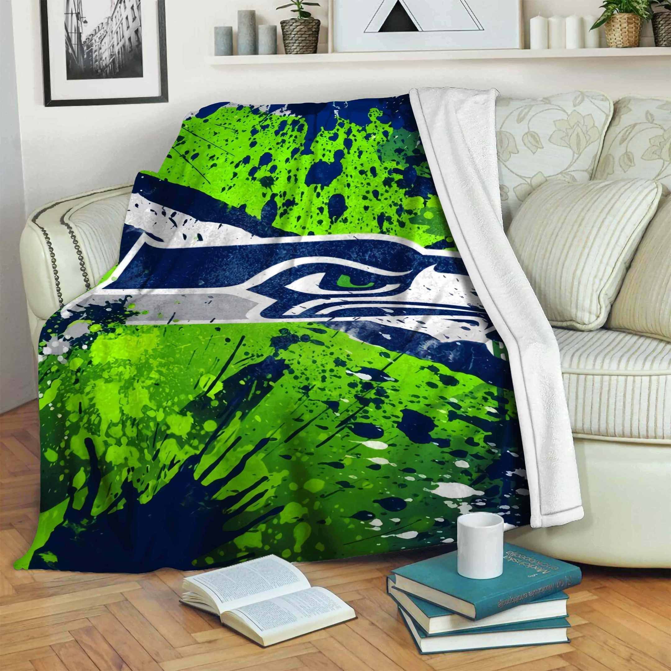 Seattle-Seahawks Sherpa Fleece Blanket Sleepy