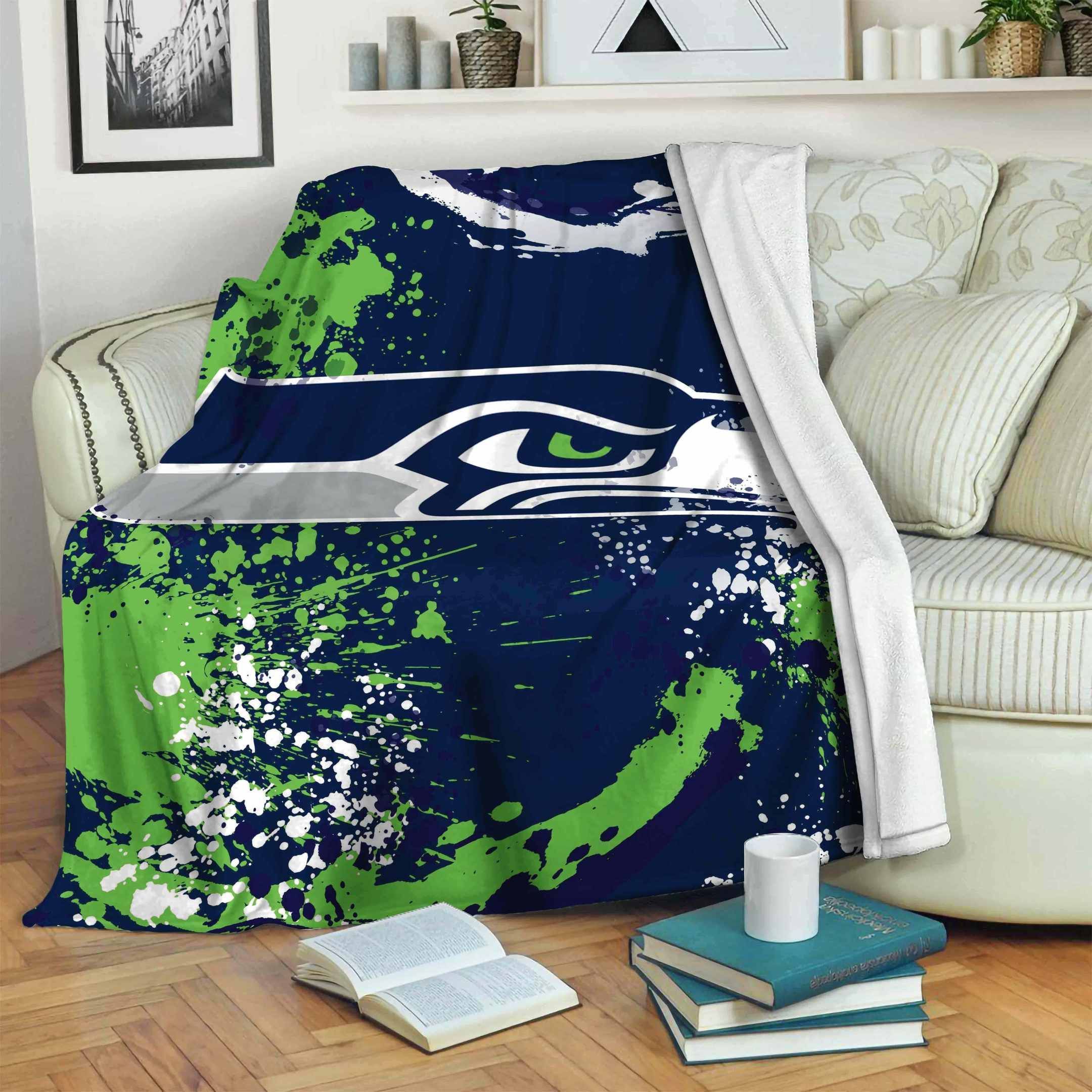 Seattle-Seahawks Sherpa Fleece Blanket Sleepy
