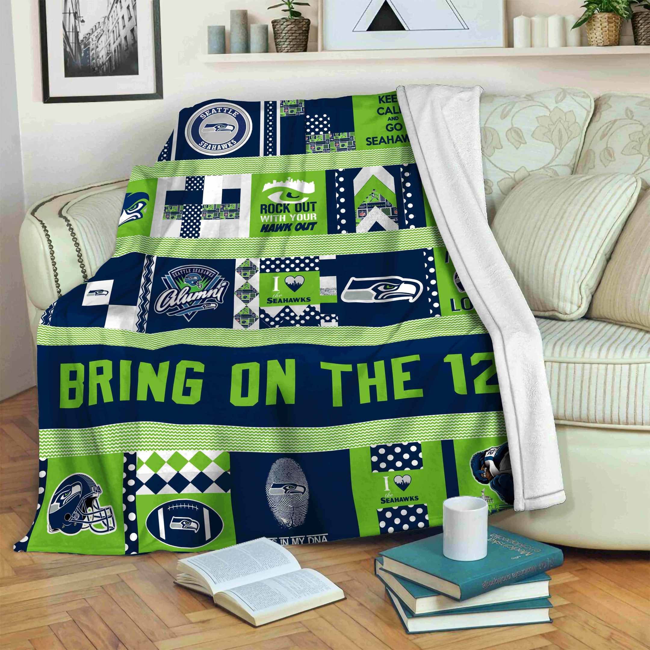 Seattle-Seahawks Sherpa Fleece Blanket Sleepy