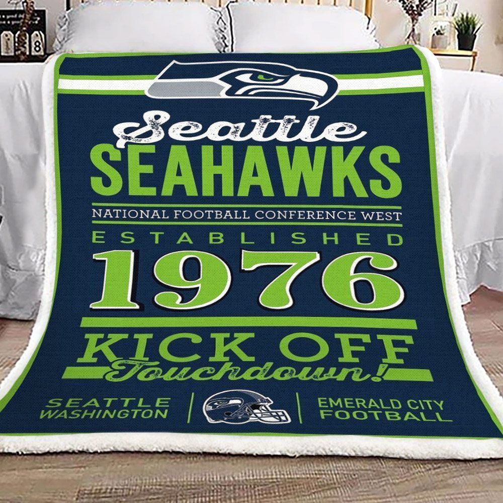 Seattle-Seahawks Sherpa Fleece Blanket