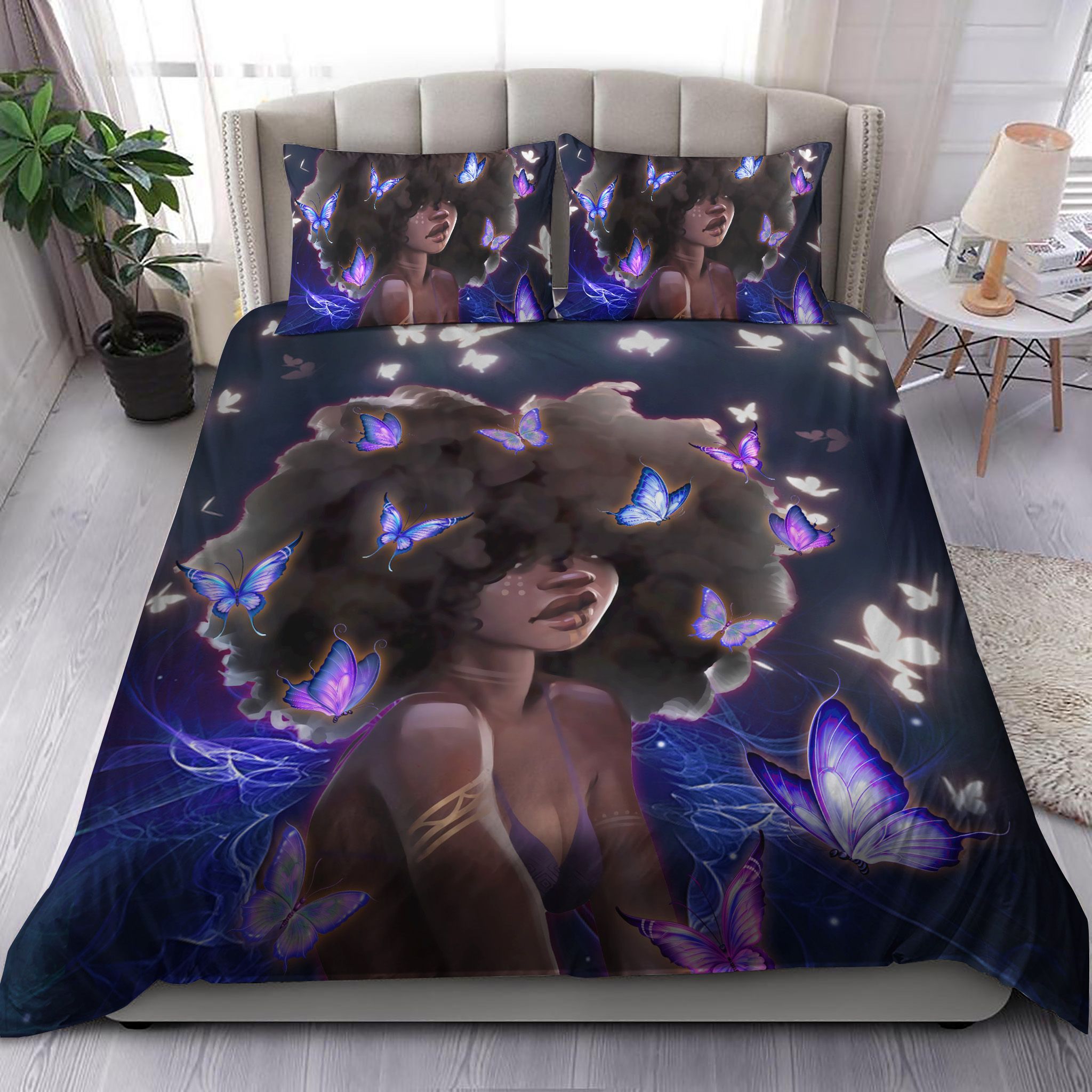 Secret Of Butterflies Black Girl Bedding Set