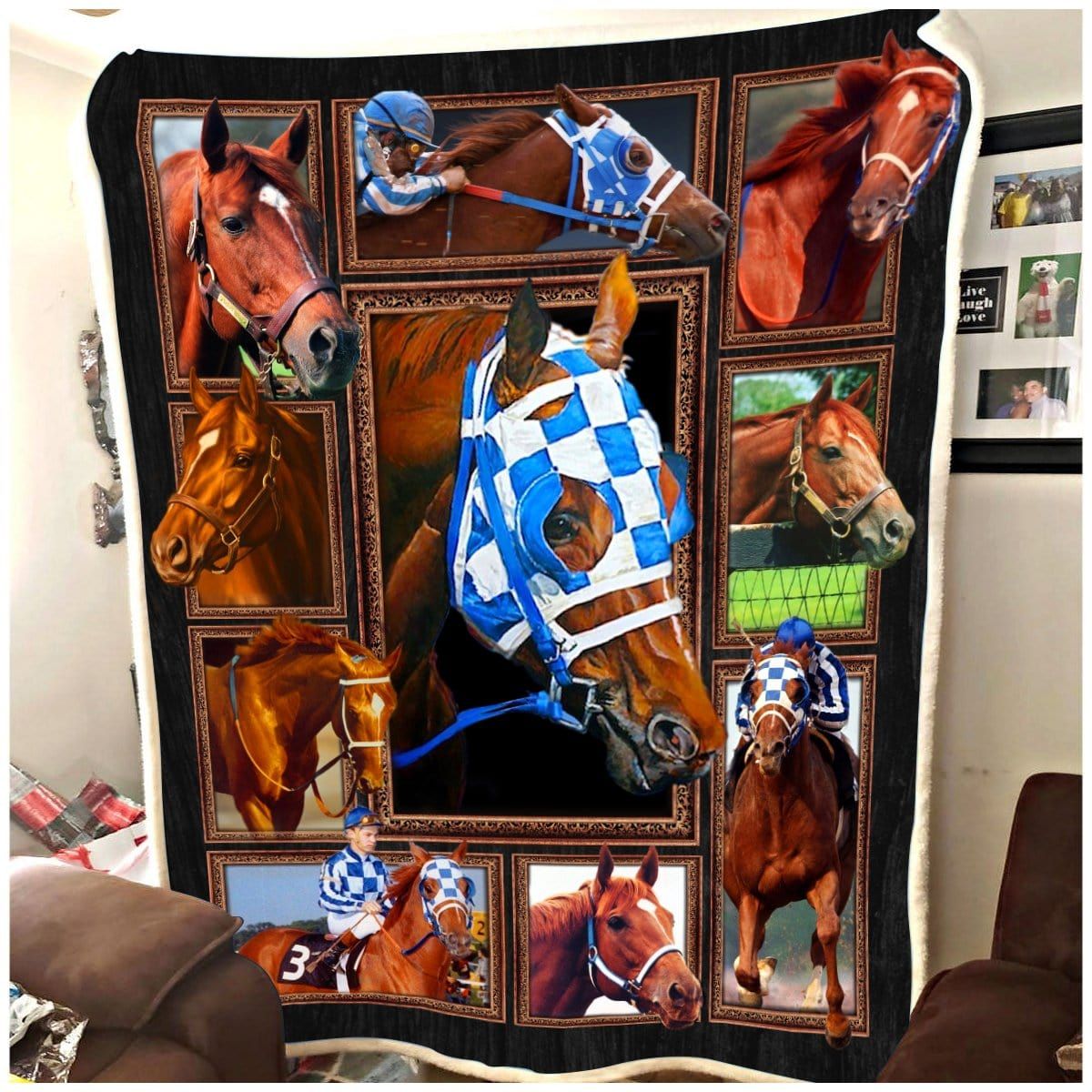 Secretariat Horse Fleece Blankets, Horse Blanket, Secretariat Blanket, Racing horse Blanket