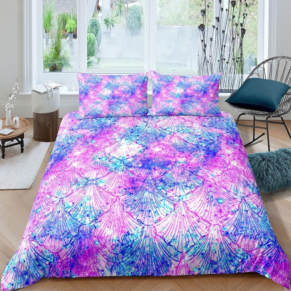 Sector Patterns Purple And Blue Bedding Set