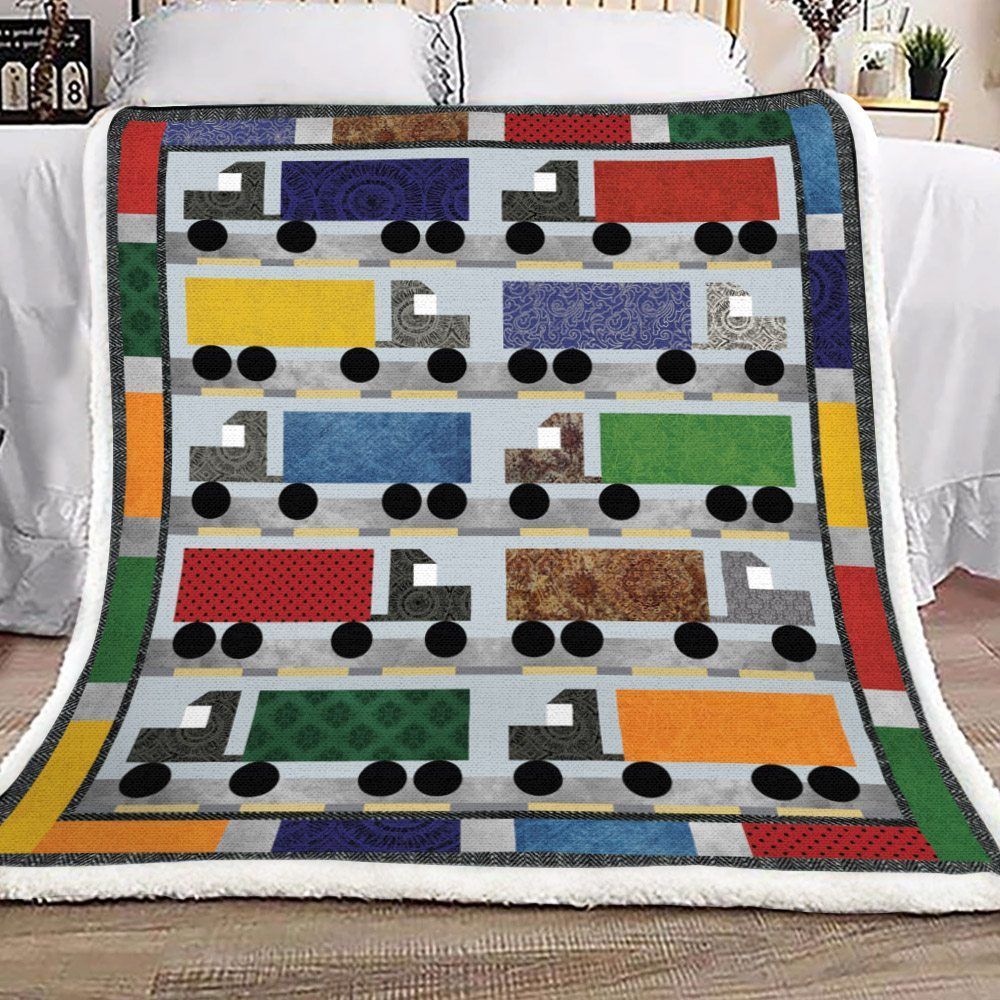 Semi Truck Sherpa Fleece Blanket